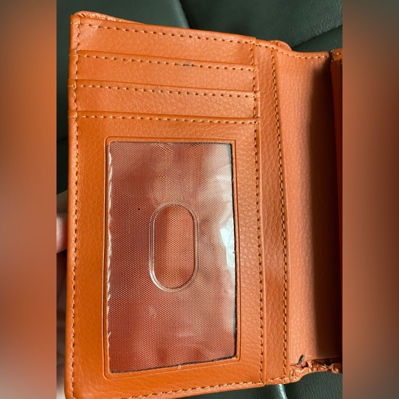 Leather Burnt Orange Bi-Fold Compact Wallet - Picture 8 of 9